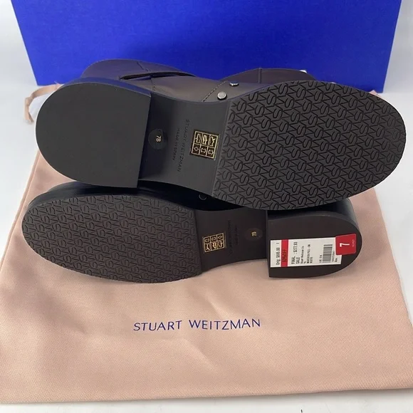 Stuart Weitzman Women Maverick Pull On Moto Booties Size US 7B Walnut Leather - Picture 6 of 9